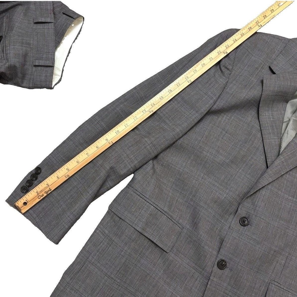 Vtg Ralph Lauren Chaps Glen Plaid 2pc Suit 41R 100% Wool Gray Made in Canada - Picture 10 of 14